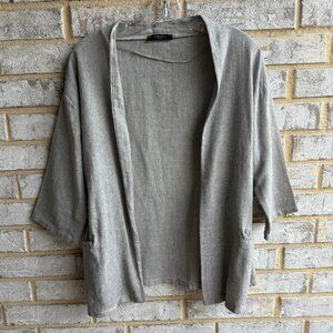 PIAZA ITALIA 3/4 Sleeve Linen Blend Open Front Cardigan  Women's Size S/M
